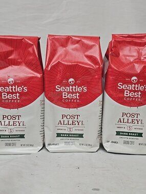 3 PACK Seattles Best Coffee Post Alley Blend Dark Roast Ground Coffee 12 Oz